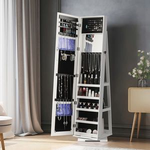 360 Degree Rotation Full Body Mirror Cabinet PVC Film Moisture-Proof Dressing Mirror Super Storage for Jewelry Makeup Vanities - Product Image 2