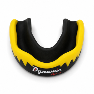 Protège-dents double couche Dynamic Gears noir et jaune en silicone, équipement de protection pour la boxe, unisexe adulte, léger, prix de gros - Product Image 5