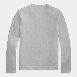 เสื้อยืดคอกลมแขนยาวผู้ชาย ทรงปกติ สีเทาล้วน ผ้าฝ้ายเจอร์ซีย์ สำหรับใส่ลำลอง - Product Image 2