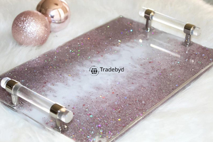 ถาดเรซิ่นทำมือสุดหรู ถาดเสิร์ฟตกแต่งสไตล์โมเดิร์นระดับพรีเมียม สำหรับโต๊ะอาหาร โต๊ะกาแฟ ภายในบ้าน โดย Tradebyd - Product Image 2