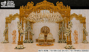 Magnifique Mandap de mariage en bois pour l'extérieur, décoration traditionnelle en bois, thème Grand Royal Rajwada - Product Image 4