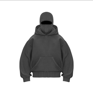 Sweat à capuche double avec logo personnalisé 2025 pour homme, avec fermeture éclair et masque intégré, coupe ample - Product Image 6