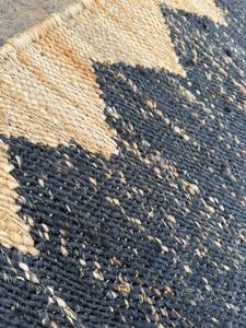 Handwoven <b>Black</b> Hemp Geometric Modern <b>Runner</b> Rug | Eco-Friendly Washable Home <b>Hallway</b> Use Custom Size Made in India - Product Image 4