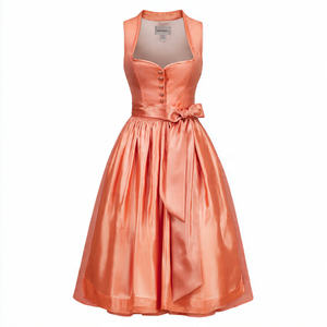 Robe Dirndl Jacquard Bavaroise pour Femme avec Ceinture de Danse, Coupe Classique, pour Adulte, Décontractée d'Été - Product Image 3