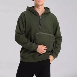 เสื้อฮู้ดแบบสวมหัวผ้าฝ้ายแขนยาวครึ่งซิปสำหรับผู้ชาย,มีโลโก้แบบกำหนดเองไซส์ใหญ่พิเศษ - Product Image 4