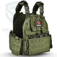 Gilet tactique porte-plaques en polyester vert OD robuste, réglable à dégagement rapide, résistant à l'eau, pour la chasse et les activités de plein air