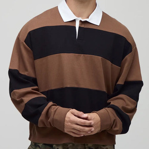 Camiseta de Rugby de Manga Larga para Hombre, Talla Grande, Estilo Casual de Verano, Tejida, 100% Algodón, Transpirable, Color Sólido - Product Image 1