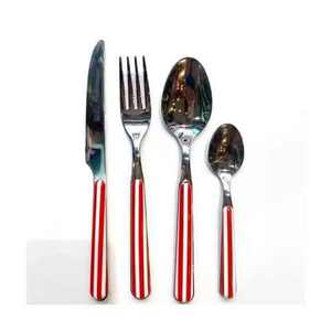 Stainless Steel & Resin Silver Plated Mirror Polish Eco-Friendly Long Handle Wedding Cutlery Set - Product Image 4