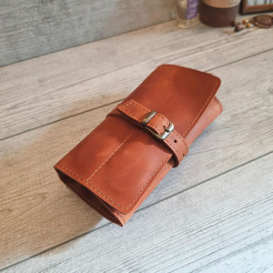 Estuche enrollable de cuero duradero para pinceles, organizador de viaje para artistas de acuarela, con múltiples ranuras, fabricante OEM personalizado a precio razonable - Product Image 2
