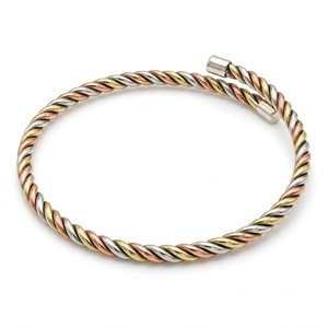 Wholesale Minimalist Rose Gold Plated Metal Cuff <b>Bracelet</b> Hand Hammered Open Adjustable Bangle Jewelry For <b>Men</b> And Women - Product Image 2