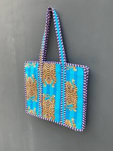 Bolso Tote de Algodón Acolchado Hecho a Mano para Mujer, con Cierre, Color Sólido, Ligero, Duradero, Espacioso, Ecológico, para Playa, Verano, Compras - Product Image 2