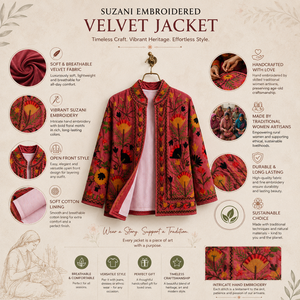 Chaqueta de Mujer Roja de Lujo con Bordado Floral Multicolor Estilo Bohemio Étnico, Abrigo de Diseñador de Boutique, Venta al Por Mayor - Product Image 6