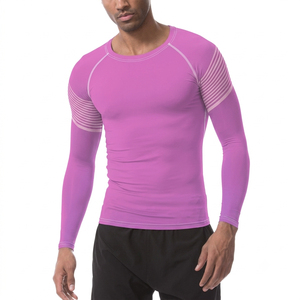 เสื้อแรชการ์ดผู้ชายคุณภาพสูง ขายดี สีพื้น ผลิตตามสั่ง เป็นมิตรกับสิ่งแวดล้อม ป้องกันแบคทีเรีย UPF50+ ระบายอากาศได้ดี แห้งเร็ว - Product Image 5