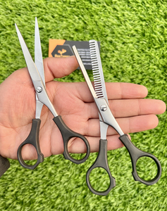 Ciseaux de barbier professionnels avec ciseaux à effiler droits, ciseaux de coiffure à bord rasoir pour texturiser les cheveux - Product Image 2