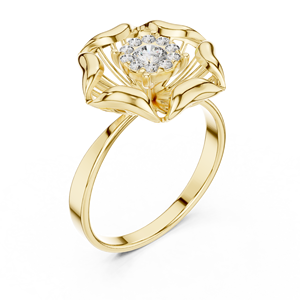 Anillos de oro macizo de 14k para mujer con diamantes de corte redondo minimalista en forma de racimo de flores, para regalo, compromiso, aniversario, boda - Product Image 3
