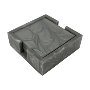 Nouveauté : Sous-verres en résine écologiques Azhar Export - Taille personnalisable, ronds, noir et or pailleté, 4 pièces, faits à la main, logo personnalisé - Product Image 4