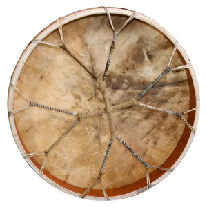 Tambor Chamánico con Piel de Bisonte, Tambor Nativo Chamánico Hecho a Mano, Tambor Redondo de 16 Pulgadas con Marco de Piel de Cabra en Venta - Product Image 3