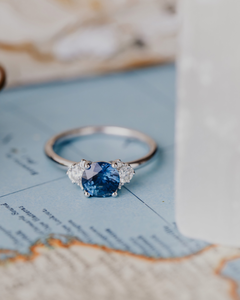 AADIHI JEWELS 1.70 CT Luxury <b>Blue</b> Brilliant Cut Mossonite Engagement Anniversary Cluster <b>Ring</b> Rhodium Plated Gold for Women - Product Image 1