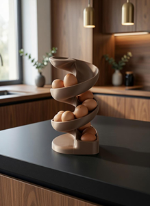 Support à œufs décoratif en bois avec pilier surélevé, organisateur de rangement pour œufs, pour table de petit-déjeuner, garde-manger, décoration de cuisine de style ferme - Product Image 4