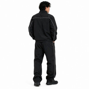 Custom Nylon Sweatpants Reflective Windbreaker Tracksuits Men Striped Jogger <b>Set</b> Zip up Jacket <b>Embroidery</b> Printed Sweat Suit USA - Product Image 4