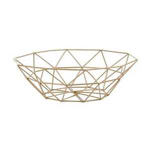 Polygon Metal Wire <b>Storage</b> <b>Basket</b> <b>Gold</b> Color Minimalist Design for Organization Single Tier - Product Image 1