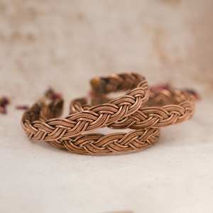 BRAIDED Healing <b>Copper</b> Bracelet | Handmade in Nepal | Pure Solid <b>Copper</b> Cuff <b>Bangle</b> - Product Image 1