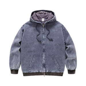 High Quality Vintage Trendy Dirtyfit <b>Wind</b> Heavy Industry Wash Woven Cotton Jacket for Men Customized Printing - Product Image 2