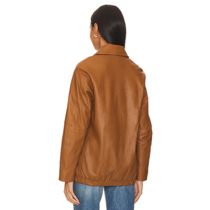 <b>Women's</b> PU Leather <b>Jacket</b> Solid Color Slim Fit Full Sleeve Stand Collar Zipper Casual Autumn Winter Fashion Outerwear - Product Image 2