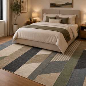Alfombra Moderna Geométrica de Lana de Nueva Zelanda Anudada a Mano – Alfombra de Lujo Hecha a Mano - Product Image 3