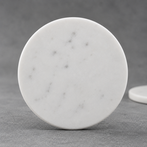 Premium White Marble Round <b>Coaster</b> Handmade Natural Stone Cup Mat <b>Drink</b> <b>Coaster</b> for Dining Table Kitchen Office Marble <b>Coasters</b> - Product Image 4