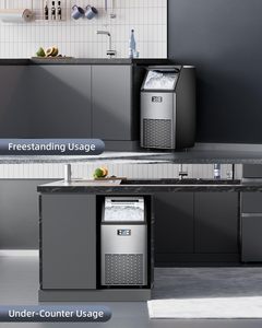 เครื่องทำน้ำแข็งเชิงพาณิชย์, เครื่องทำน้ำแข็งใต้เคาน์เตอร์ 100 ปอนด์/24 ชม. พร้อมช่องเติมน้ำ 2 ทาง, ที่เก็บน้ำแข็ง 33 ปอนด์, สแตนเลสสตีล - Product Image 3