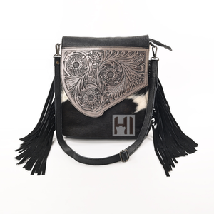 Bolso bandolera de cuero vacuno hecho a mano estilo vaquero occidental - Product Image 1