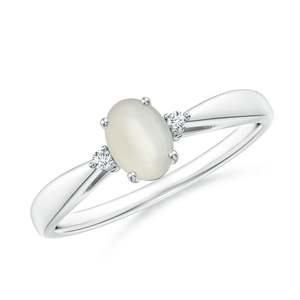 เครื่องประดับ Rhaya Jewels สำหรับผู้หญิง น่ารัก ทันสมัย หรูหรา ชุบโรเดียม เงินแท้ 925 รูปวงรี ประดับมูนสโตน CZ แบบโซลิแทร์ สำหรับงานหมั้น ดีไซน์แบบซ่อน - Product Image 1