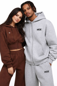 Heavyweight Cotton Fleece Zip Hoodies and Jogger Sets Men Relaxed Fit Streetwear Tracksuit for OEM Wholesale Brands - Product Image 4