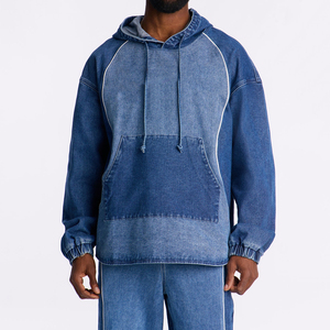 Hoodies en denim pour hommes tendance ODM - Haute qualité, 100% coton, surdimensionnés, respirants, imperméables, mode - Product Image 1