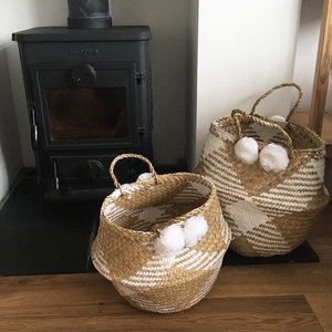 Seagrass <b>Plant</b> Pots and Storage <b>Baskets</b> Double Tier with Handles Hot Items <b>for</b> European Market Durable Natural Storage Wholesale - Product Image 5