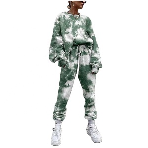 Wholesale <b>Tie</b> <b>Dye</b> Women's Tracksuit Drawstring Long Sleeve 2 Piece <b>Set</b> High Waist Running Suit 2021 Autumn Casual <b>Sets</b> Sweatsuit - Product Image 1