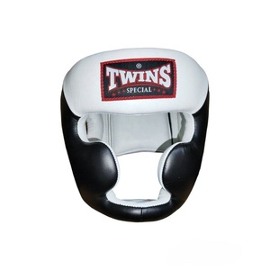 Casque de boxe professionnel Twins, protection intégrale du visage en cuir PU blanc, 7 aérations, fermeture auto-agrippante, casque de sport unisexe - Product Image 1