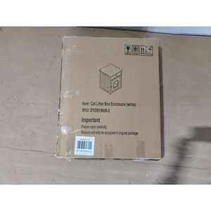 White Wooden Cat Litter <b>Box</b> Enclosure with Drawer Side Table Indoor Pet <b>Crate</b> Nightstand for Pet's Home - Product Image 1