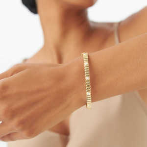 AMBER JEWELS Pulsera de Eslabones Geométricos con Diamantes de Laboratorio con Corte Esmeralda Chapados en Oro Rosa, Engaste de Garra, Certificación IGI, Unisex - Product Image 4