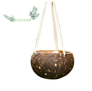 100% Natural Eco Friendly Coconut Shell Plant Pot - Coconut Hanging Pots Rustic Boho Style <b>Garden</b> Planter by Eco2go Vietnam - Product Image 4