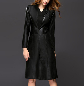 เสื้อโค้ทหนัง PU สีดำ คอตั้ง รุ่น M779 D.Y Fashion 2026 สำหรับผู้หญิง - Product Image 1