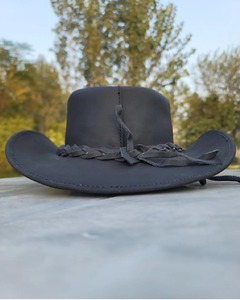 Genuine Leather Cowboy <b>Hat</b> Handmade <b>Western</b> Ranch Outback <b>Hat</b> Custom Logo OEM ODM Wholesale Fashion Cap - Product Image 4