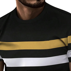 T-shirts pour hommes coupe ample couleur unie décontractés haute qualité 100% polyester anti-boulochage respirant séchage rapide commandes en gros différentes - Product Image 2