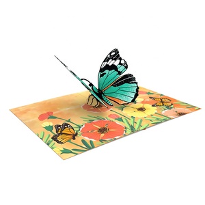 การ์ดป๊อปอัปดอกไม้ผีเสื้อสำหรับวันเกิดงานแต่งงานงานหัตถกรรมบัตรกระดาษรูปสัตว์ - Product Image 4