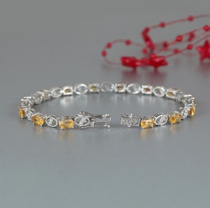 Natural Citrine Stone 925 Sterling Silver <b>Charm</b> Bracelet Handmade Luxury Jewelry Gift for Women Party Occasion - Product Image 3