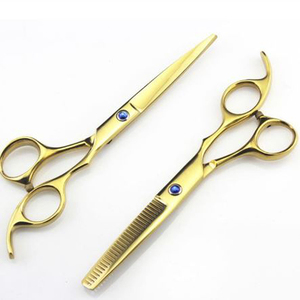 High Quality Professional Manufacturing Right-<b>Handed</b> Straight Stainless Steel Barber <b>Scissors</b> 28 Teeth Medium Handle for Hair - Product Image 6