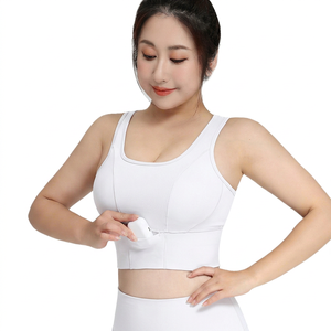 Sujetador Deportivo de Cuello Alto para Mujer, Talla Grande, con Bolsillo Frontal, Gris Oscuro, Transpirable, Elástico en Cuatro Direcciones, con Copas Cosidas, para Entrenamiento y Yoga - Product Image 2
