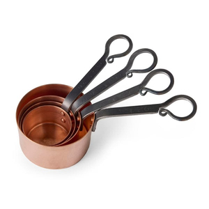 Ensemble de tasses à mesurer en cuivre, 4 pièces, en métal avec longues poignées, lavage à la main uniquement, outils de cuisine, cuillère à mesurer durable - Product Image 1