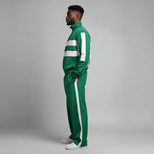 Conjunto Deportivo para Hombre, Verde a Rayas, con Cierre Completo, Cuello Alto, Estilo Deportivo, Poliéster, para Primavera - Product Image 6
